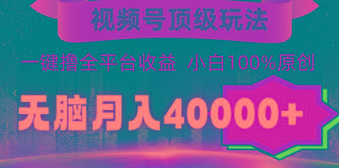 (9281期)视频号顶级玩法，无脑月入40000+，一键撸全平台收益，纯小白也能100%原创-灼光资源宝库