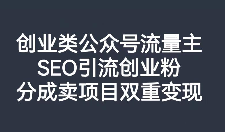 创业类公众号流量主，SEO引流创业粉，分成卖项目双重变现【揭秘】-灼光资源宝库