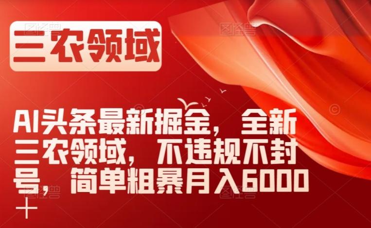 AI头条最新掘金，全新三农领域，不违规不封号，简单粗暴月入6000＋【揭秘】-灼光资源宝库