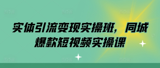 实体引流变现实操班，同城爆款短视频实操课-灼光资源宝库