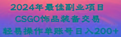 2024年最佳副业项目 CSGO饰品装备交易 轻易操作单账号日入200+-灼光资源宝库