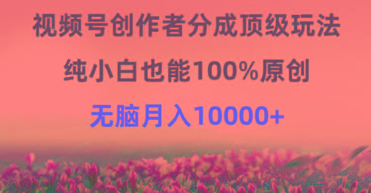(9608期)视频号创作者分成顶级玩法，纯小白也能100%原创，无脑月入10000+-灼光资源宝库