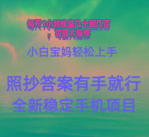 0门手机项目，宝妈小白轻松上手每天1小时几十到几百元真实可靠长期稳定-灼光资源宝库