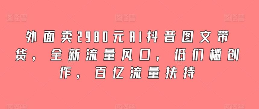 外面卖2980元AI抖音图文带货，全新流量风口，低们槛创作，百亿流量扶持-灼光资源宝库