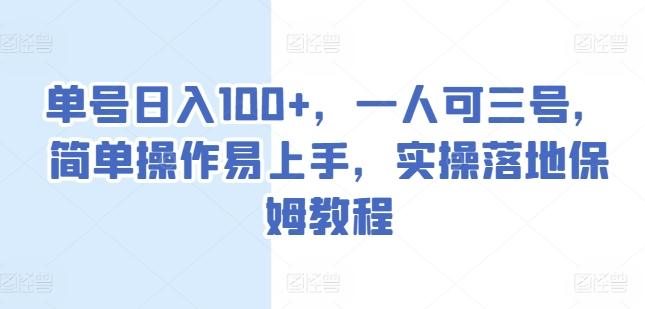 单号日入100+，一人可三号，简单操作易上手，实操落地保姆教程【揭秘】-灼光资源宝库