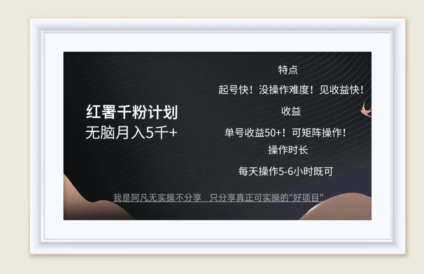 红薯千粉计划无脑月入5千+！既做既赚！-灼光资源宝库