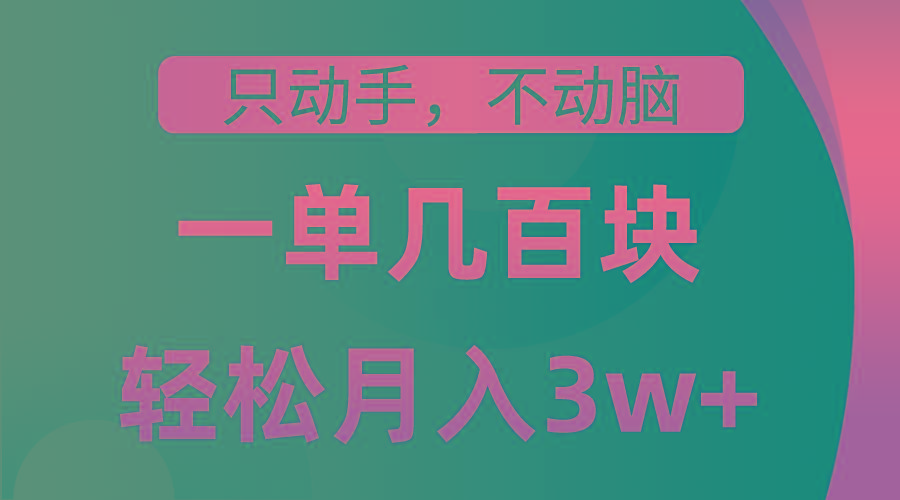 只动手不动脑,一单几百块,轻松月入3w+,看完就能直接操作,详细教程-灼光资源宝库
