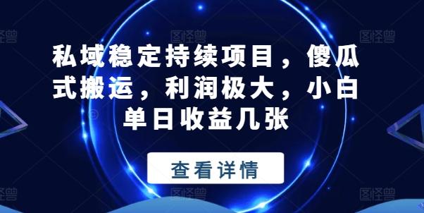 私域稳定持续项目，傻瓜式搬运，利润极大，小白单日收益几张【揭秘】-灼光资源宝库