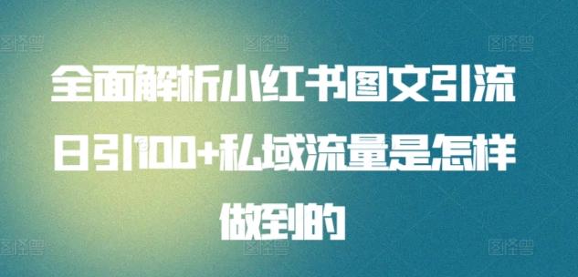 全面解析小红书图文引流日引100+私域流量是怎样做到的【揭秘】-灼光资源宝库