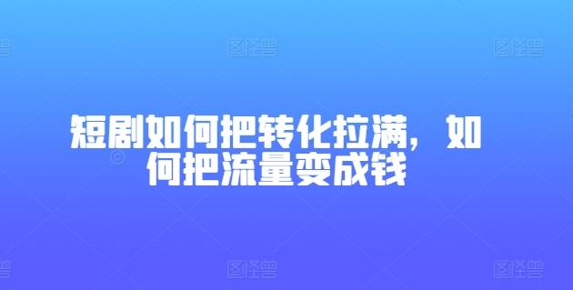 短剧如何把转化拉满，如何把流量变成钱-灼光资源宝库