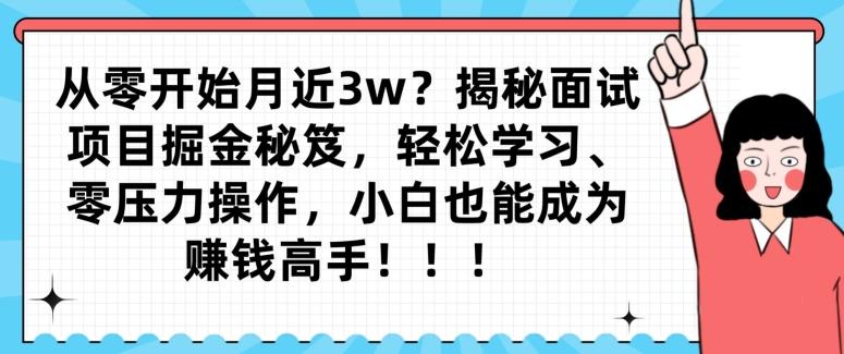 从零开始月近3w？揭秘面试项目掘金秘笈，轻松学习、零压力操作，小白也能成为赚钱高手-灼光资源宝库