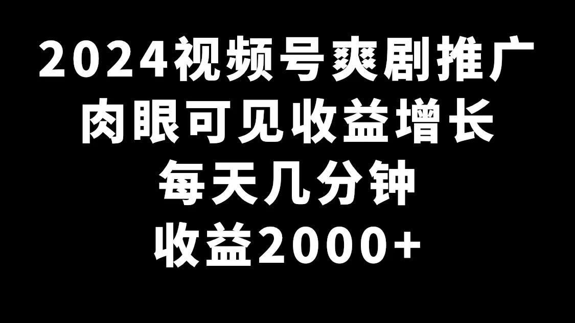 2024视频号爽剧推广，肉眼可见的收益增长，每天几分钟收益2000+-灼光资源宝库
