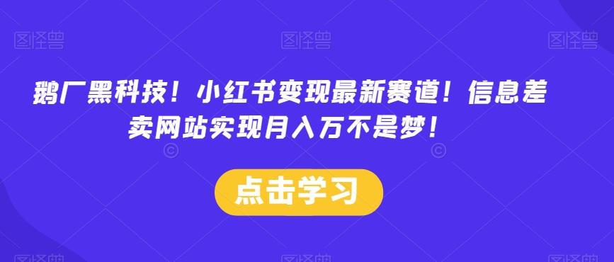 鹅厂黑科技！小红书变现最新赛道！信息差卖网站实现月入万不是梦！-灼光资源宝库