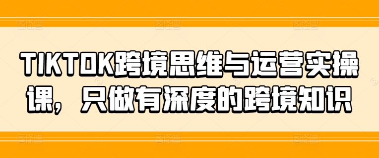 TIKTOK跨境思维与运营实操课，只做有深度的跨境知识-灼光资源宝库