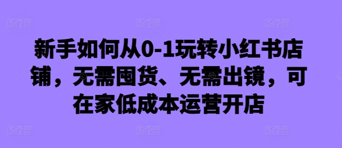 新手如何从0-1玩转小红书店铺，无需囤货、无需出镜，可在家低成本运营开店-灼光资源宝库