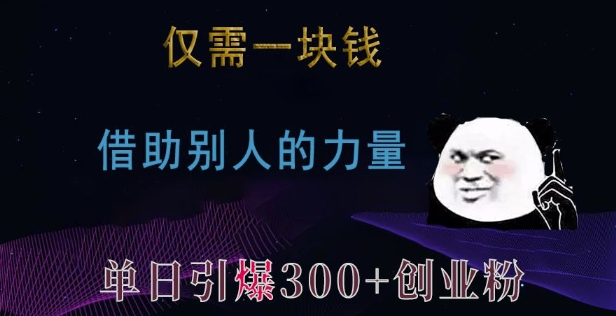 仅需一块钱，借助别人的力量，单日引爆300+创业粉、兼职粉【揭秘】-灼光资源宝库