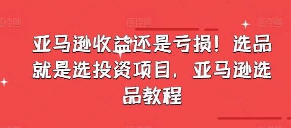 亚马逊收益还是亏损！选品就是选投资项目，亚马逊选品教程-灼光资源宝库