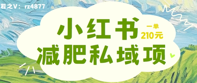 小红书减肥粉，私域变现项目，一单就达210元，小白也能轻松上手【揭秘】-灼光资源宝库