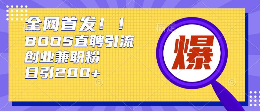 通过Boss直聘，每天轻松钓到200+多条创业大鱼的秘籍【揭秘】-灼光资源宝库