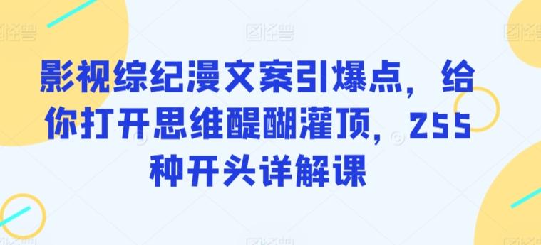 影视综纪漫文案引爆点，给你打开思维醍醐灌顶，255种开头详解课-灼光资源宝库