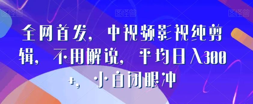 全网首发，中视频影视纯剪辑，不用解说，平均日入300+，小白闭眼冲-灼光资源宝库