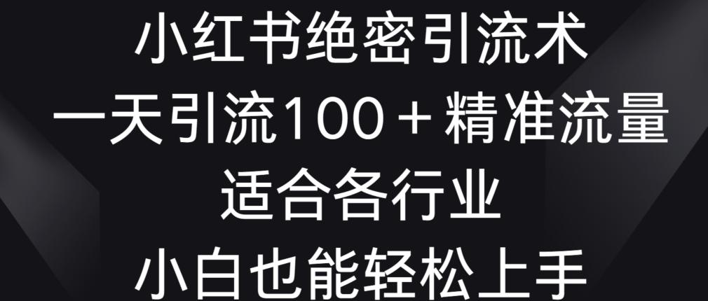 小红书绝密引流术，一天引流100+精准流量，适合各个行业，小白也能轻松上手【揭秘】-灼光资源宝库