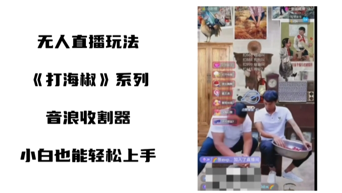 打海椒无人直播整蛊项目，小白轻松上手撸音浪收割器-灼光资源宝库