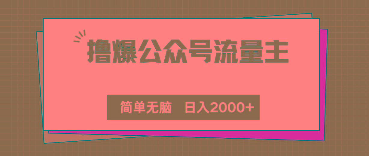 撸爆公众号流量主，简单无脑，单日变现2000+-灼光资源宝库