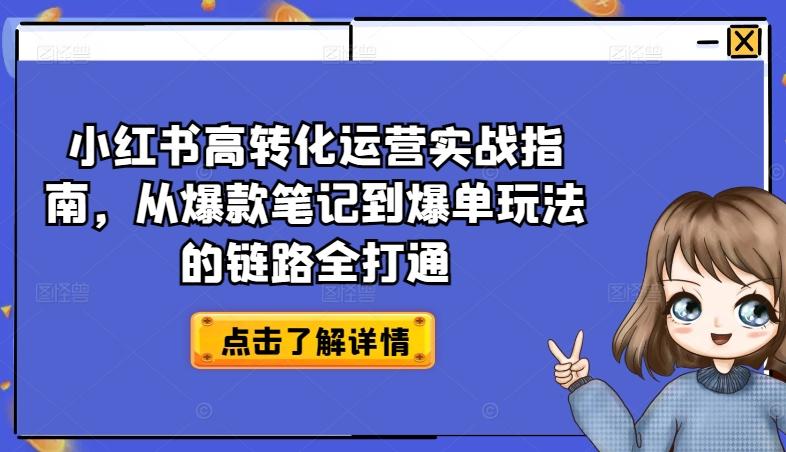 小红书高转化运营实战指南，从爆款笔记到爆单玩法的链路全打通-灼光资源宝库