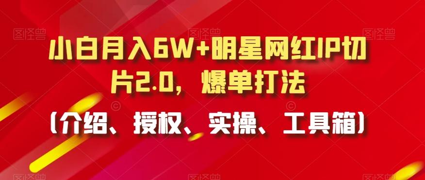 小白月入6W+明星网红IP切片2.0，爆单打法(介绍、授权、实操、工具箱)【揭秘】-灼光资源宝库