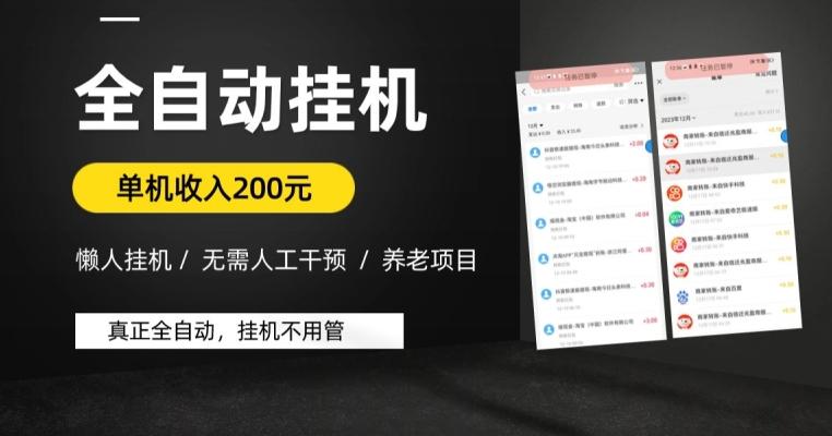 懒人挂机养老项目，全自动挂机无需人工看管，单机收入200元，可批量-灼光资源宝库