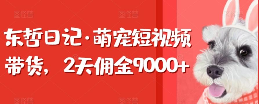 东哲日记·萌宠短视频带货，2天佣金9000+-灼光资源宝库