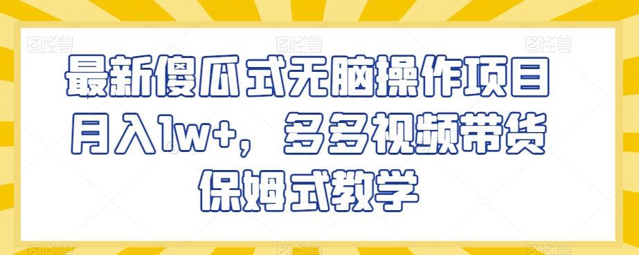 最新傻瓜式无脑操作项目月入1w+，多多视频带货保姆式教学【揭秘】-灼光资源宝库