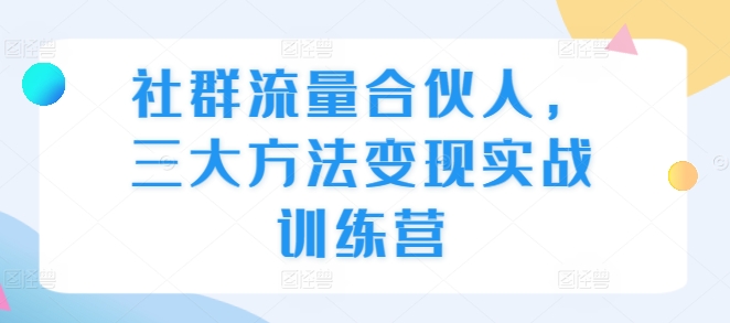 社群流量合伙人，三大方法变现实战训练营-灼光资源宝库