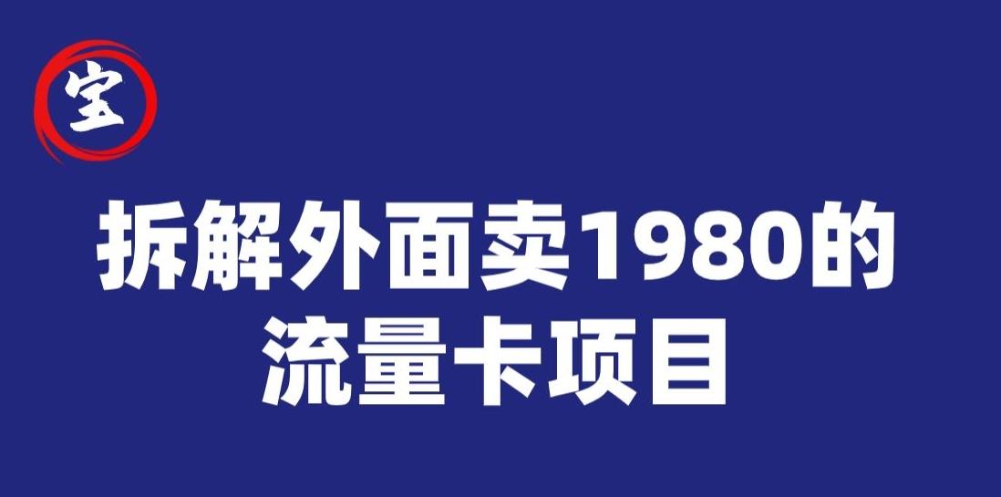 宝哥拆解外面卖1980手机流量卡项目，0成本无脑推广-资源宝库