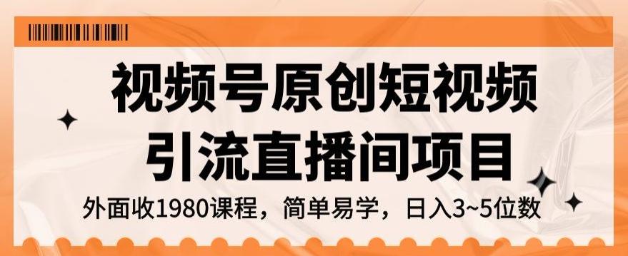 视频号原创短视频引流直播间项目，日入3~5五位数【揭秘】-灼光资源宝库