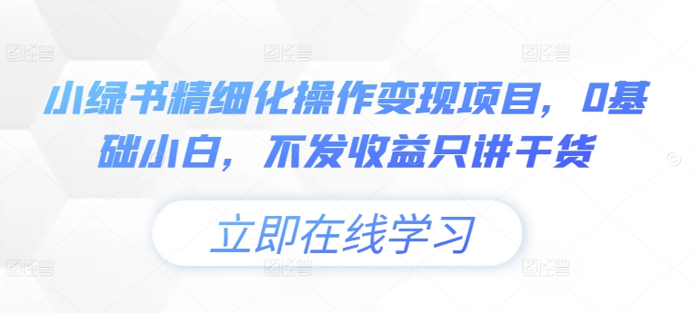 小绿书精细化操作变现项目，0基础小白，不发收益只讲干货-灼光资源宝库