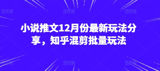 小说推文12月份最新玩法分享，知乎混剪批量玩法-灼光资源宝库