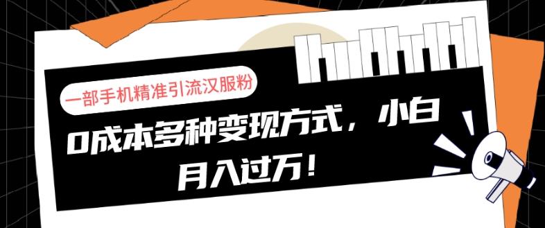 一部手机精准引流汉服粉，0成本多种变现方式，小白月入过万！-灼光资源宝库