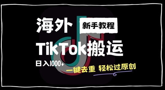 2024最新海外TikTok搬运玩法，一键去重轻松过原创，新手无经验也能日入1k【揭秘】-灼光资源宝库