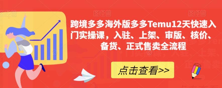 跨境多多海外版多多Temu12天快速入门实操课,入驻、上架、审版、核价、备货、正式售卖全流程-灼光资源宝库
