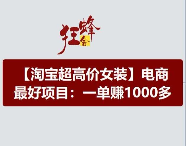 淘宝超高价女装项目，电商最好赛道，一单赚1000多-灼光资源宝库