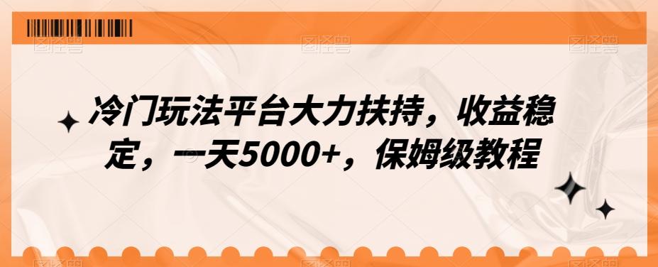 冷门玩法平台大力扶持，收益稳定，一天5000+，保姆级教程（附抖音7天起号法）-灼光资源宝库