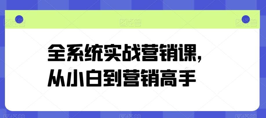 全系统实战营销课，从小白到营销高手-灼光资源宝库
