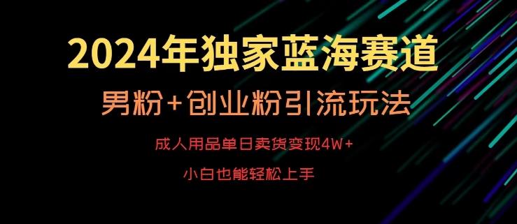 2024年独家蓝海赛道，成人用品单日卖货变现4W+，男粉+创业粉引流玩法，不愁搞不到流量【揭秘】-灼光资源宝库
