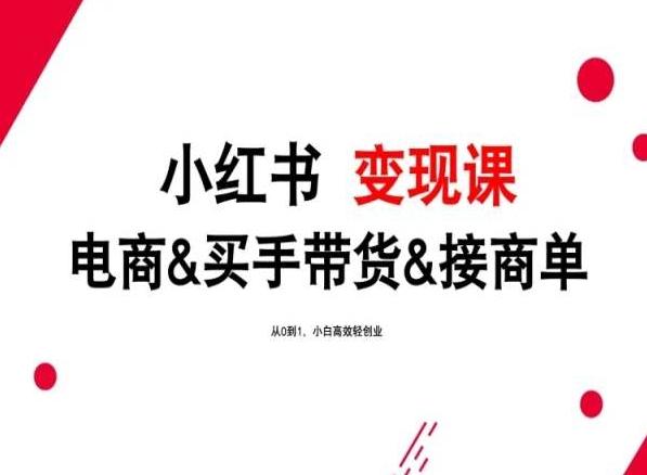 2024年最新小红书变现课，电商&买手带货&接商单，从0到1，小白高效轻创业-灼光资源宝库