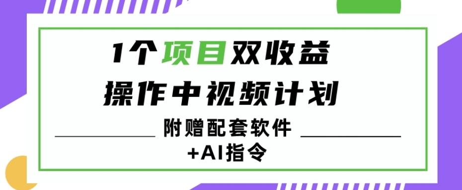 1个项目双收益？操作中视频计划1天最高3100+收益？（附赠配套软件+AI指令）-灼光资源宝库