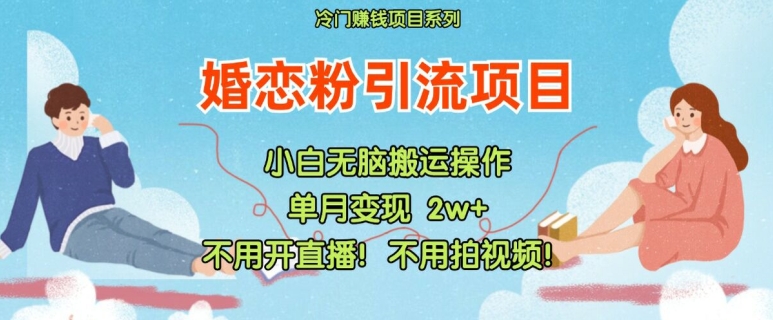 小红书婚恋粉引流，不用开直播，不用拍视频，不用做交付【揭秘】-灼光资源宝库