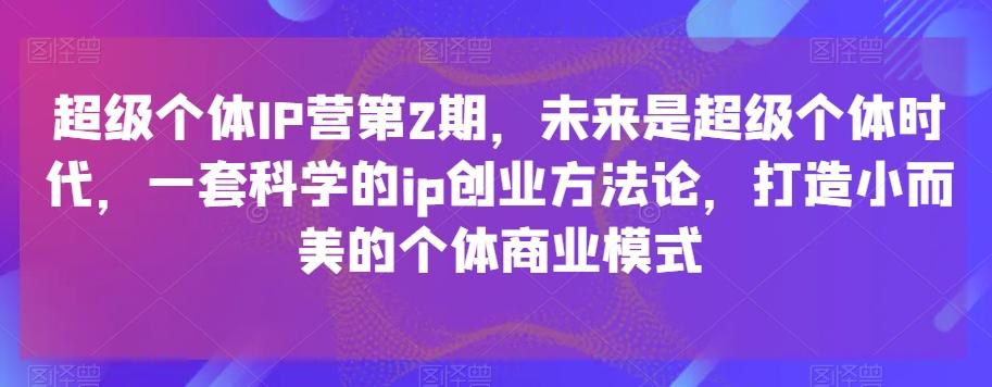 超级个体IP营第2期，未来是超级个体时代，一套科学的ip创业方法论，打造小而美的个体商业模式-灼光资源宝库
