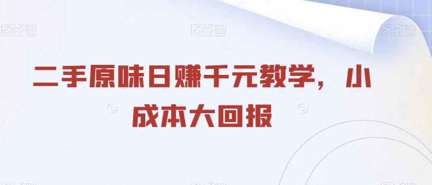 二手原味日赚千元教学，小成本大回报-灼光资源宝库